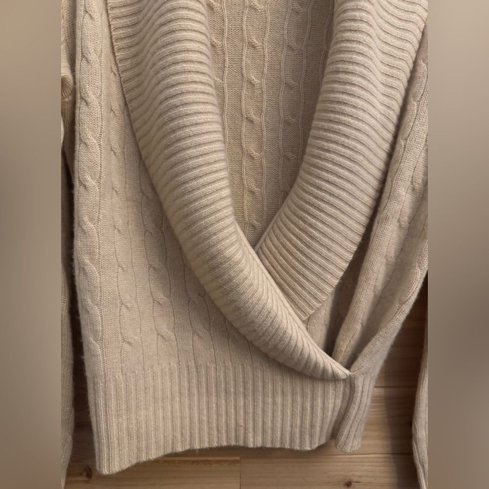 Vintage Ralph Lauren Black Label Size Medium Cashmere Cable Knit Wrap Sweater - Picture 3 of 15